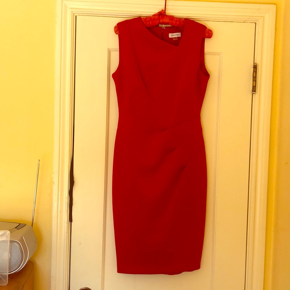 Calvin Klein poppy red party dress